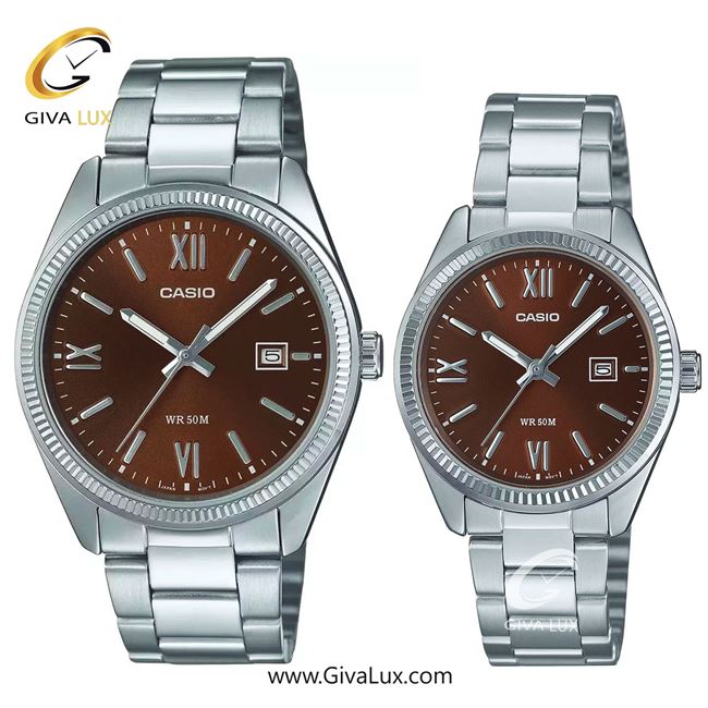 ساعت مچی اورجینال ست کاسیو Casio نقره ای | نقره ای| قهوه ای| کد رفرنس مردانه: MTP-1302DD-5AVDF، زنانه:LTP-1302DD-5AVDF